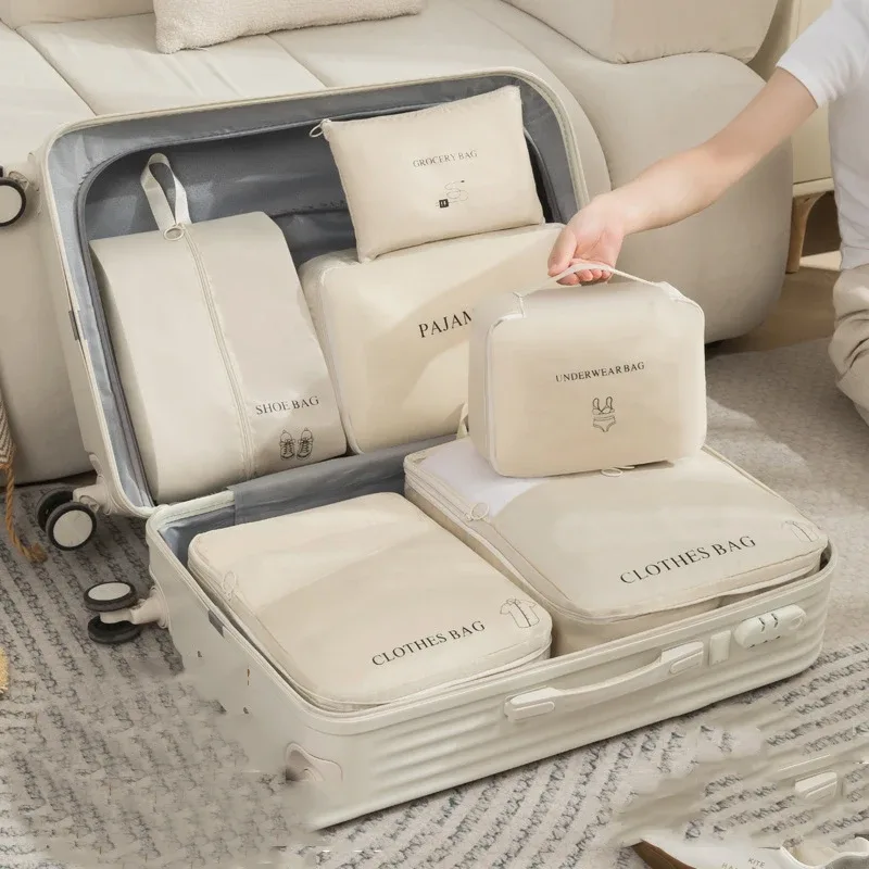 sacs de rangement portables pour sous-vêtements et chaussures, 6 pièces, organisateur de bagages, ensemble de pochettes de voyage d'affaires, sac de compression de grande capacité