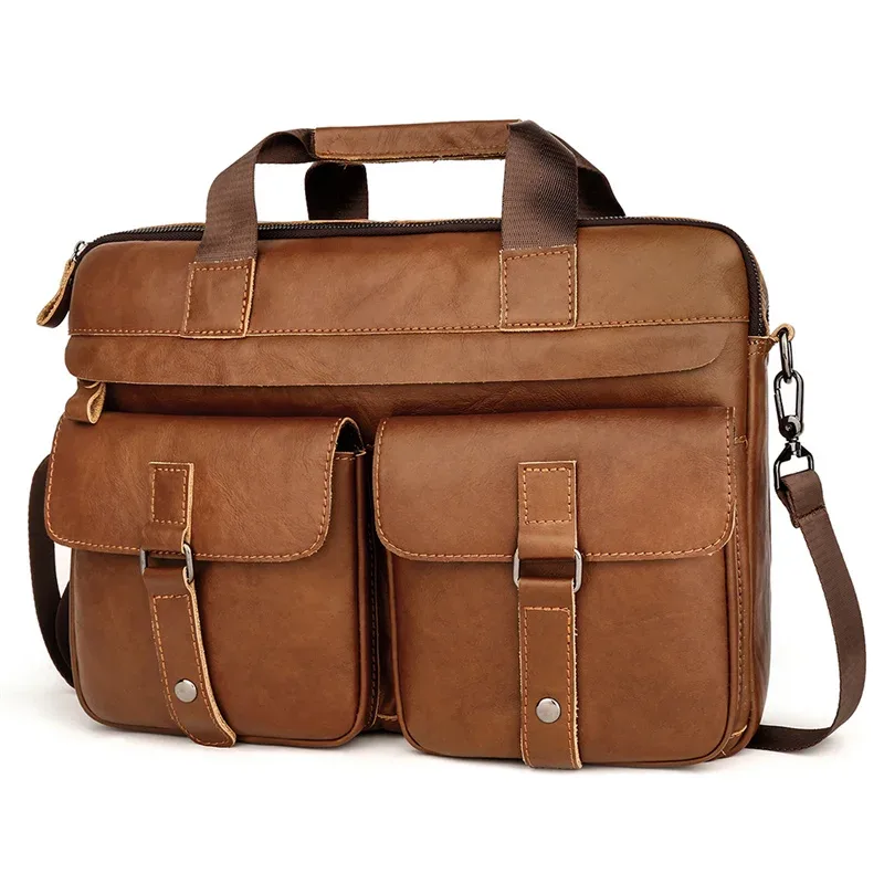 nesitu – porte-documents a4 en cuir véritable pour hommes, sac de messager d'affaires, pour ordinateur portable de 14 pouces, marron, noir, m6391