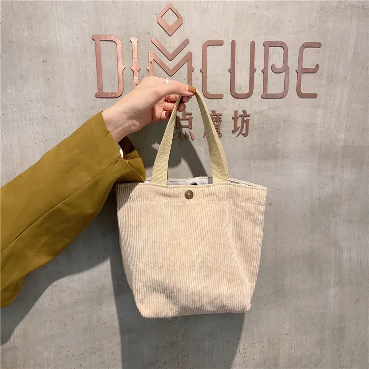 petit sac fourre-tout en velours côtelé de style coréen pour femmes et filles, mini sacs à main, sacs à lunch, shopping, grill, poudres à main, mignon