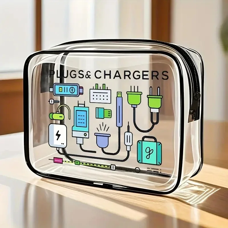 Sac fourre-tout transparent multifonctionnel - Étui de transport transparent avec fermeture éclair pour articles de toilette, maquillage, électronique, idéal pour les voyages, la salle de sport, l'aéroport