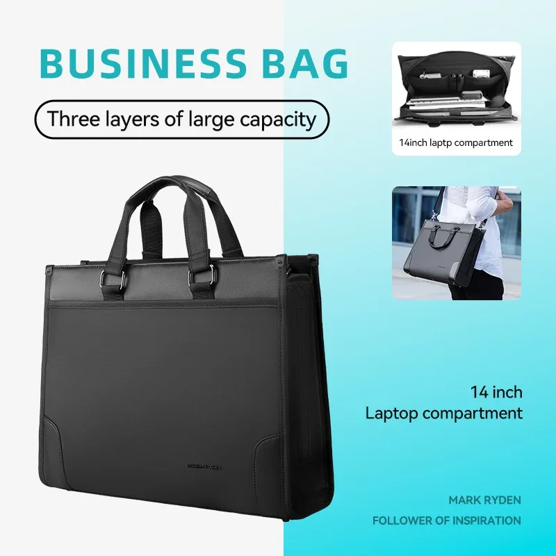 mark ryden sleek business briefcase sac pour ordinateur portable de 15,6 pouces résistant à l'eau avec fermeture éclair ykk