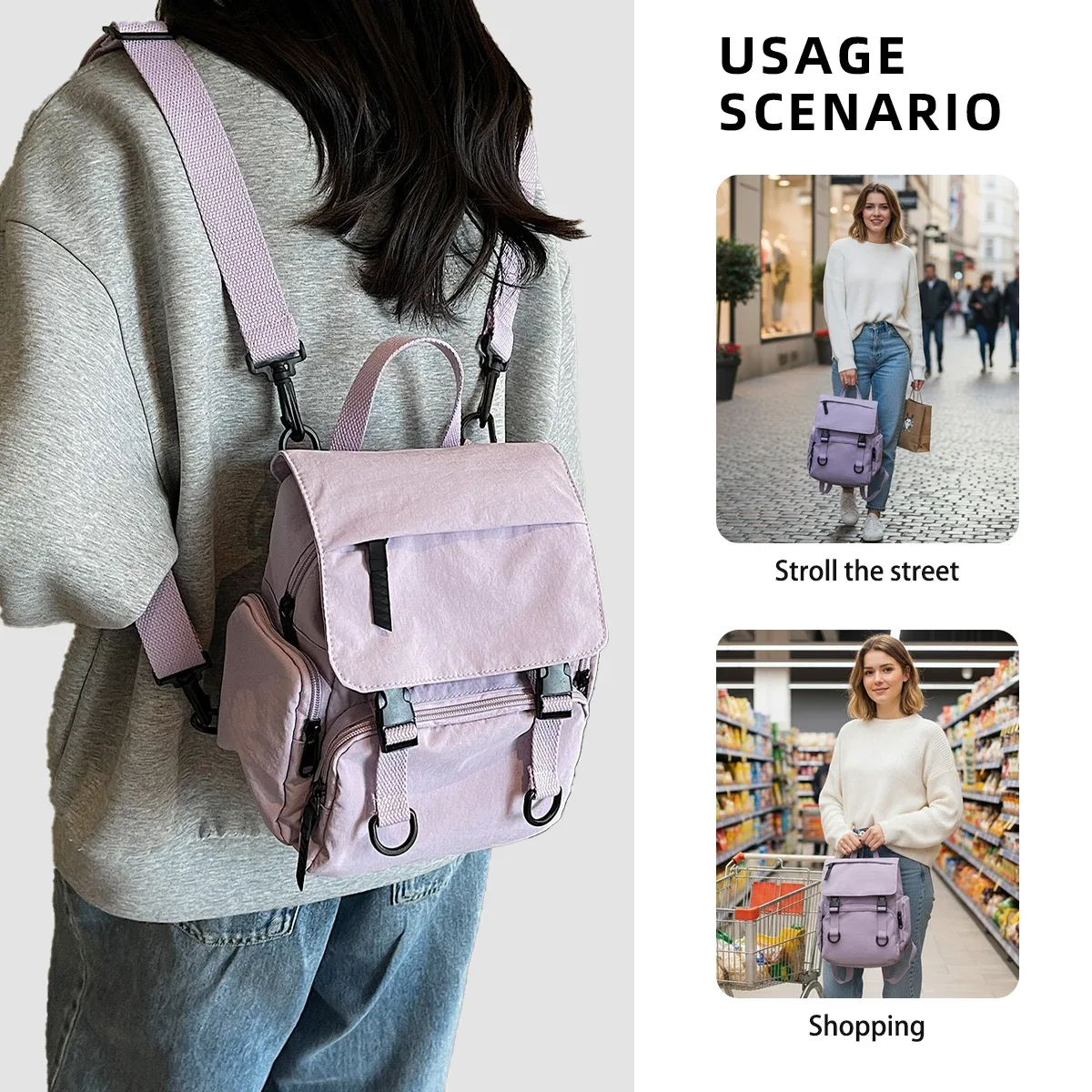 sac à bandoulière multifonctionnel, sac à dos pour femme, sac à main, sac à bandoulière, sac à dos léger de voyage, cadeau, sac de randonnée, sac de petit déjeuner pour classe d'étudiant de trekking camping
