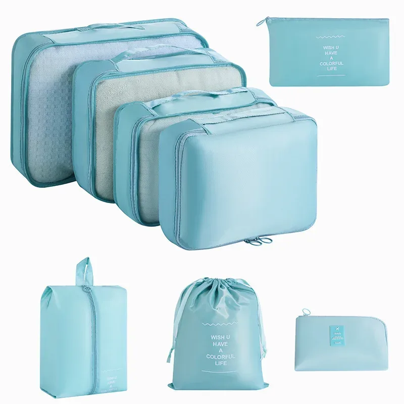 ensemble de rangement de voyage : sacs de rangement pour vêtements, chaussures, articles de toilette et maquillage, grande capacité, valise portable, sac de classification