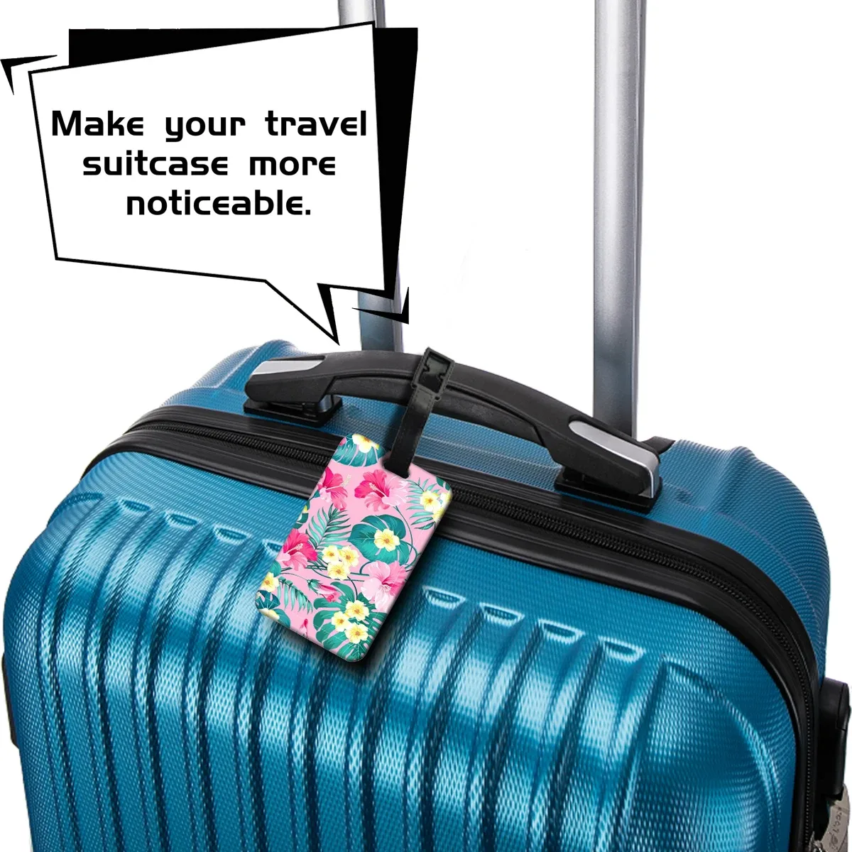 étiquette de bagage motif fleurs et plantes, plume, pour valise et sac à dos, anti-perte, porte-carte d'identification, accessoires de mode pour bagages, cadeaux