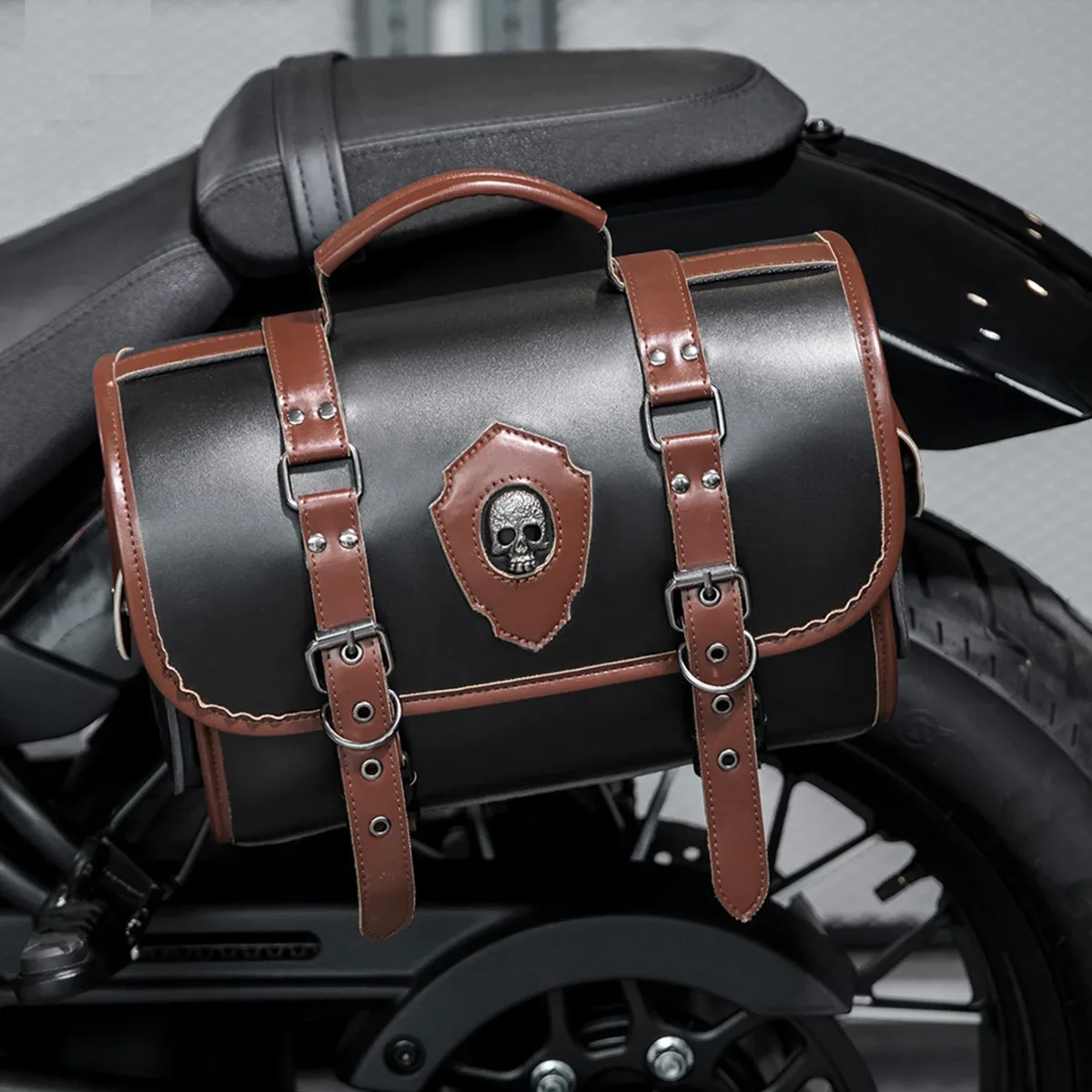 sacoche de moto en cuir pu, sac latéral étanche, accessoires de moto, nouveau