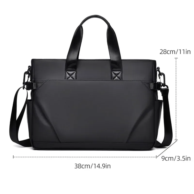 porte-documents noir étanche pour hommes, sac à main de grande capacité, polyvalent pour les déplacements professionnels, sac pour ordinateur portable, sac à bandoulière minimaliste quotidien