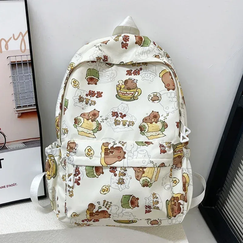 kawaii dessin animé capybara sac à dos drôle grande capacité capybara sac d'école étudiant pochette d'ordinateur sac à dos scolaire pour étudiant