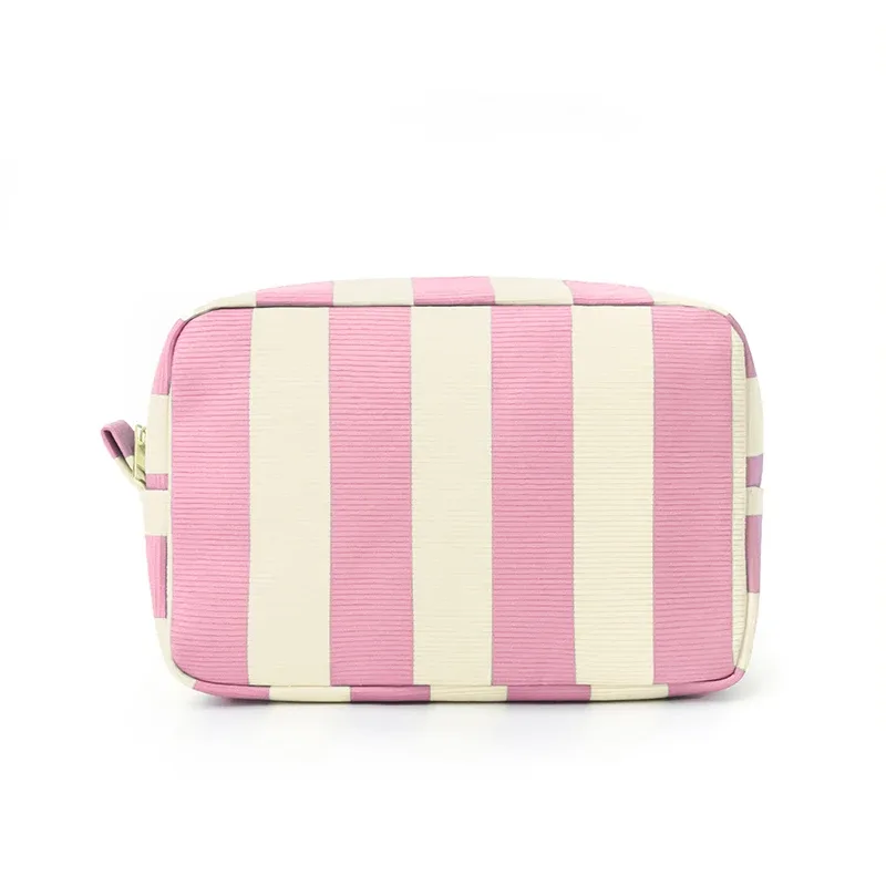 sac à maquillage minimaliste en velours côtelé, grande capacité, sac de rangement pour cosmétiques de voyage, trousse de maquillage pour femmes