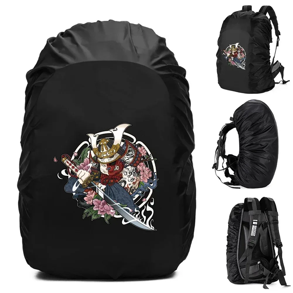 juste de pluie pour sac à dos unisexe, sac étanche, camping en plein air, randonnée, escalade, sports, housse de pluie anti-poussière, motif samouraï, 20-70 l