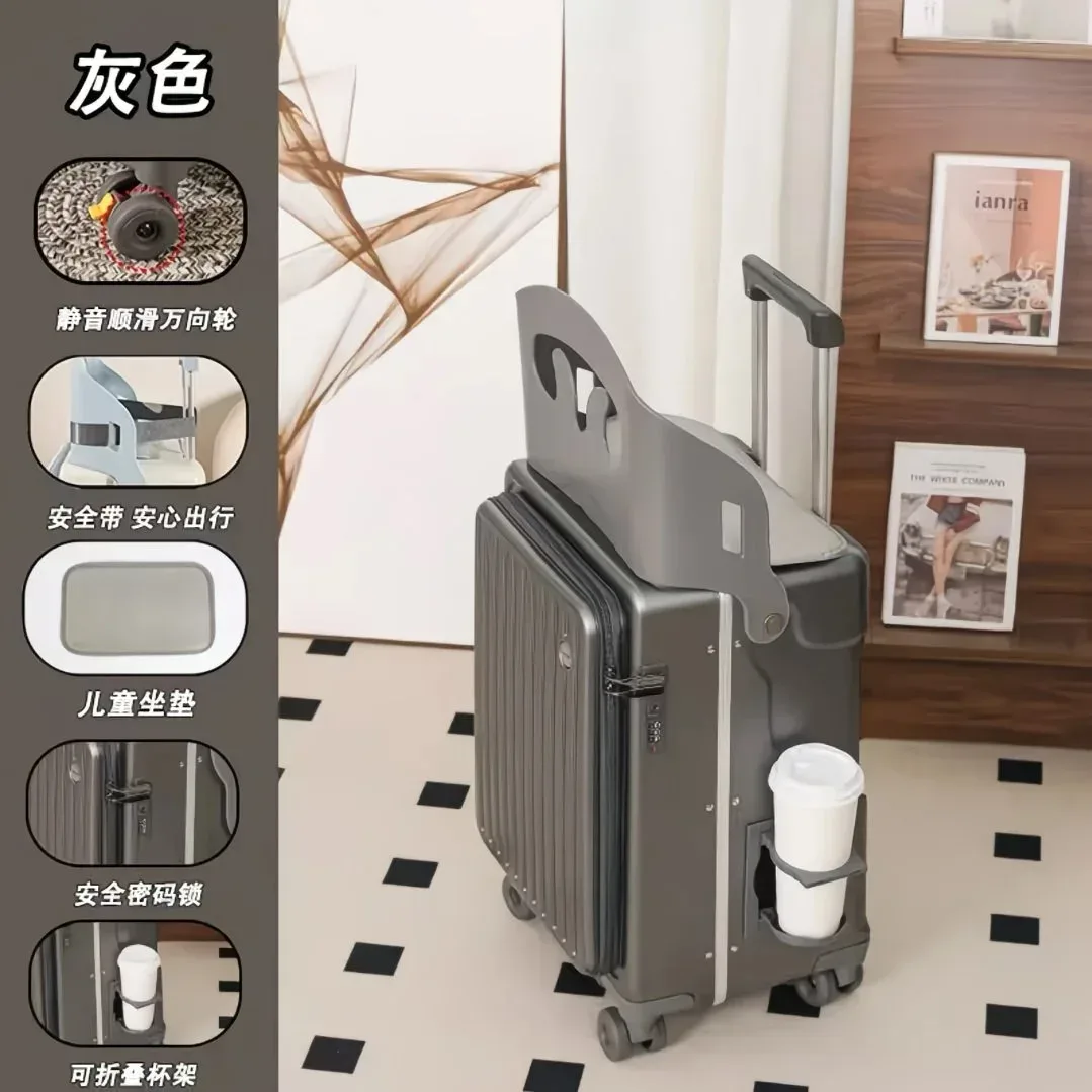 valise à roulettes pour enfants, valise à roulettes pour enfants de 20/24 pouces avec ouverture frontale, valise multifonctionnelle pour les voyages en avion