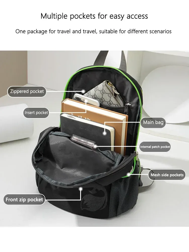 fouvor femmes sport sac à dos petite toile noir voyage sac à dos tendance 2025 nylon imperméable décontracté mode femme sacs 2717-15
