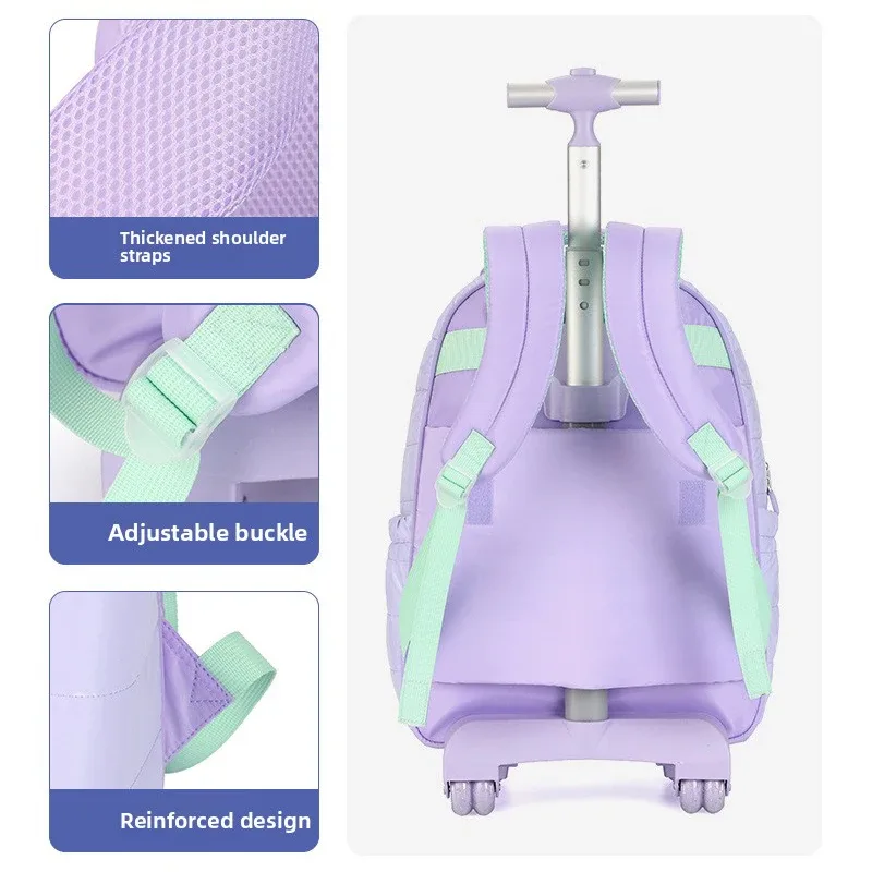 sac à dos scolaire pour enfants, 3 pièces/ensemble, sacs à livres pour filles, sac à roulettes de voyage, sac à dos scolaire à roulettes avec sac à déjeuner