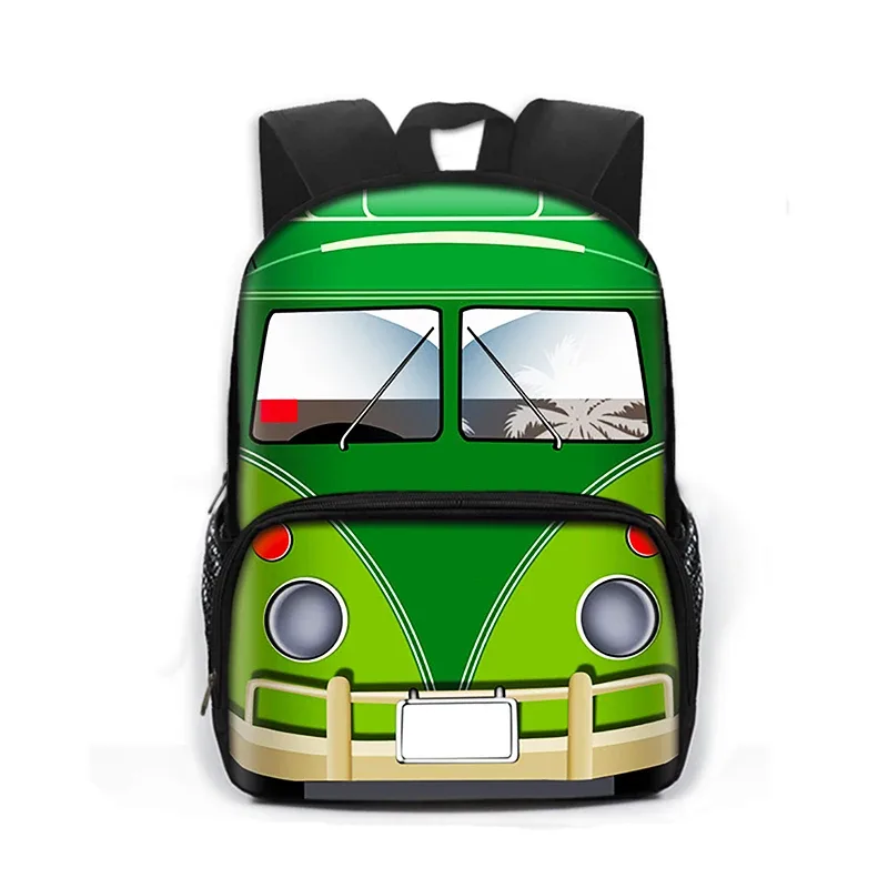 sac à dos imprimé dessin animé de police, voiture, bus, pelle, camion, sac de jour pour enfants, sac de livre pour écoliers de maternelle
