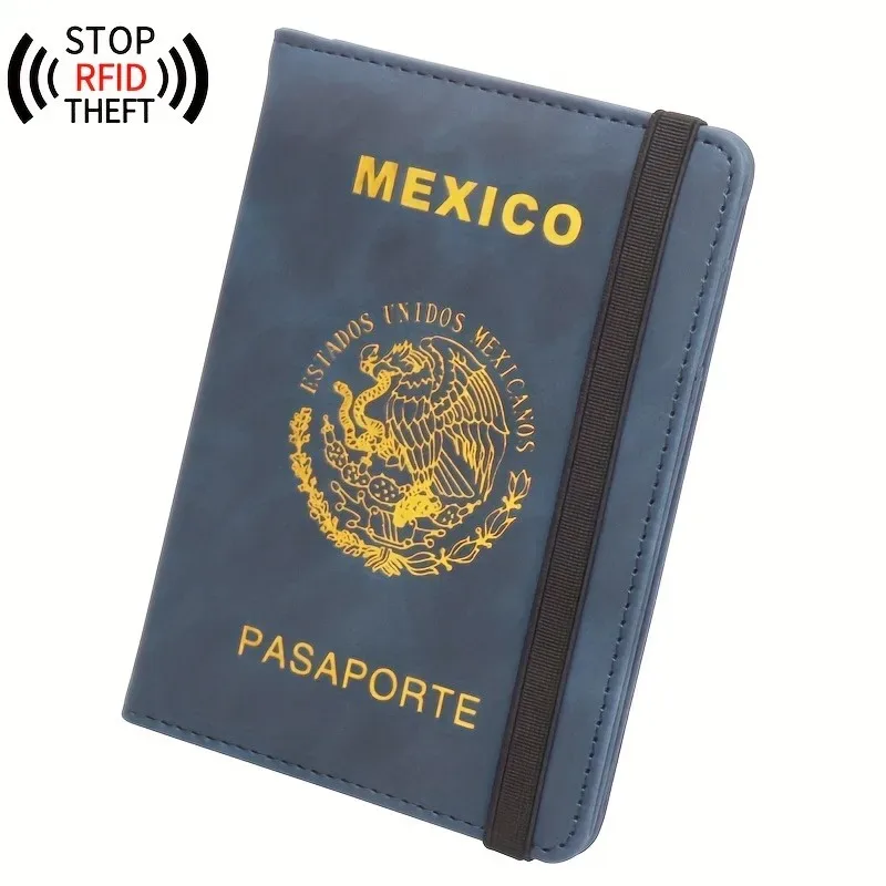 porte-passeport pour voyage, femme/homme, portefeuille de passeport avec blocage rfid, emplacements pour cartes, housse de passeport rfid mexique