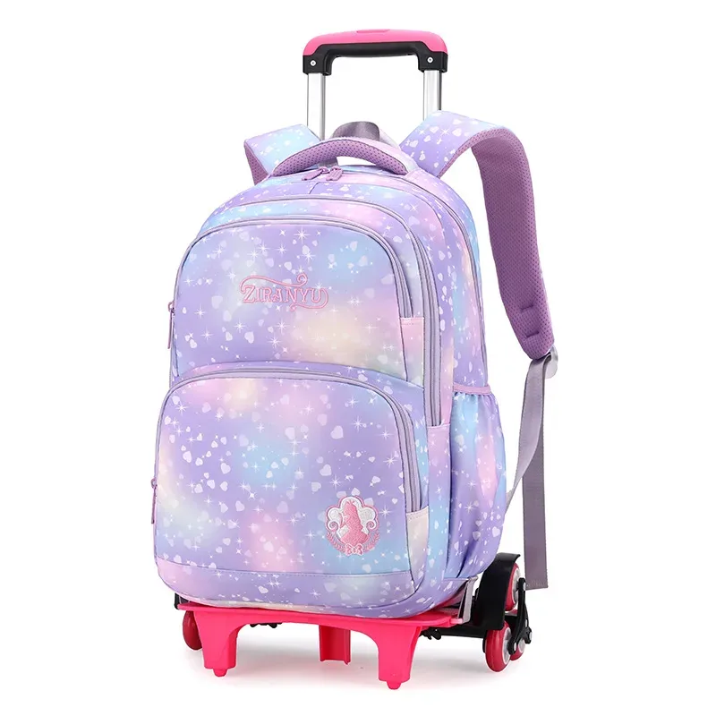 sac à dos pour enfants avec roulettes sacs d'école pour filles sac à roulettes mignon cartable princesse sac à dos à roulettes sacs à livres pour enfants
