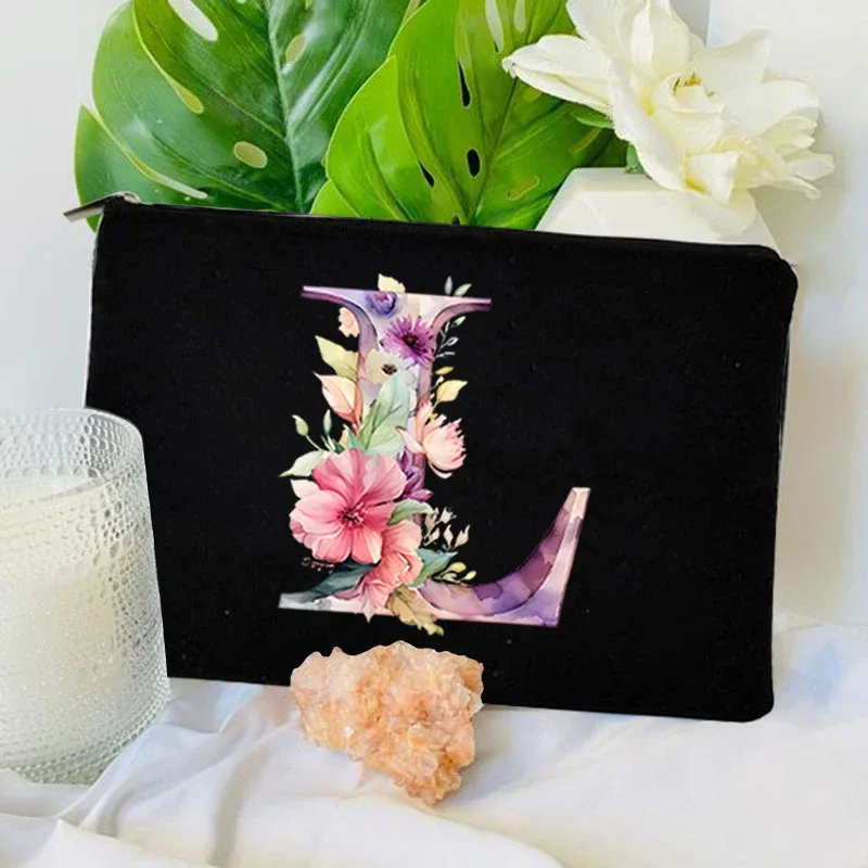 1 pc sac à lettres initiales sac de maquillage avec lettres pour femmes sac à cosmétiques initiales a-z sac de maquillage personnalisé sac de voyage, cosmétique initial