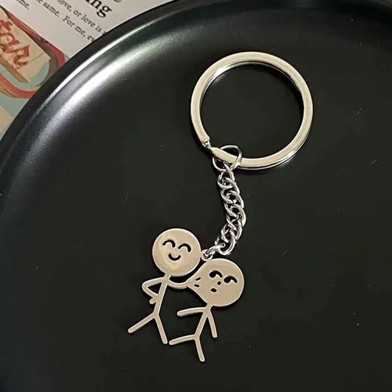 porte-clés de dessin animé stick figure, décor pour sac à dos et voiture, idée cadeau de noël intéressante