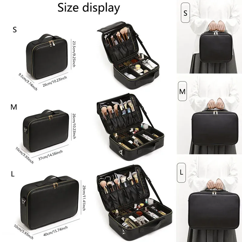 sac à cosmétiques professionnel pour femmes, trousse de maquillage de voyage en cuir, outil de beauté de grande capacité, brosse de maquillage, boîte de maquillage d'artiste