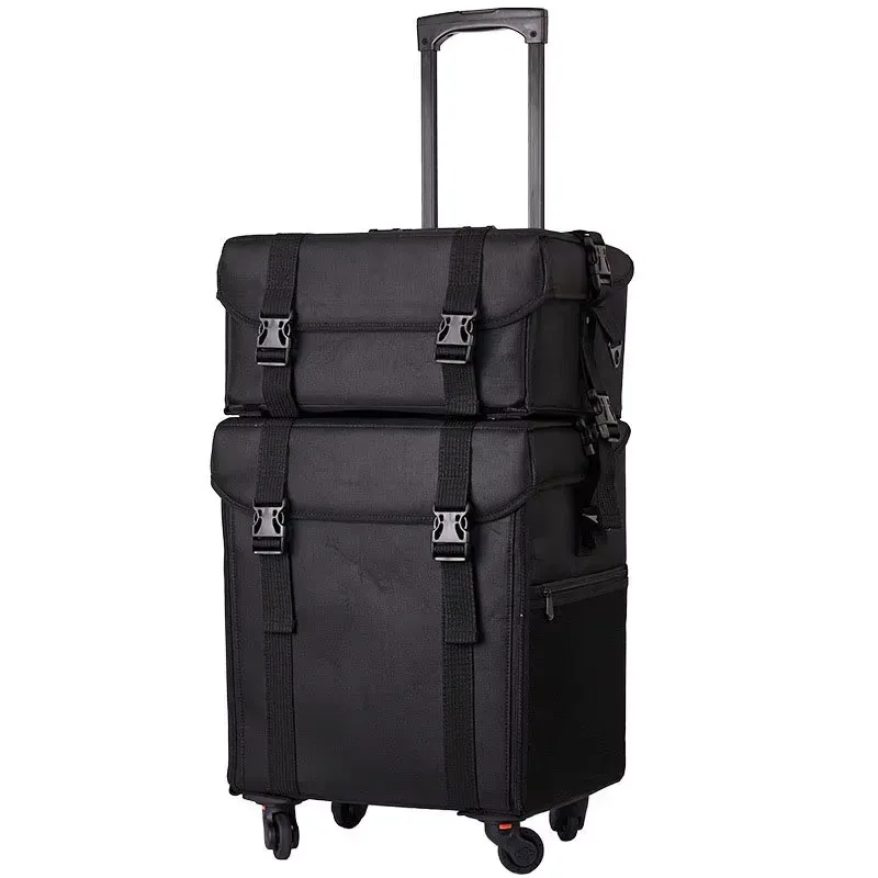 klqdzms – trousse à cosmétiques professionnelle pour femme, en tissu oxford, trousse de beauté et de manucure, chariot de grande capacité avec roulettes, sac à bagages