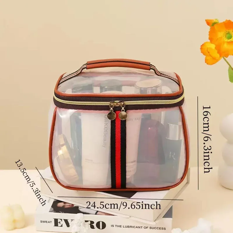 trousse de toilette portable luxe – sac cosmétique transparent grande capacité en pvc imperméable