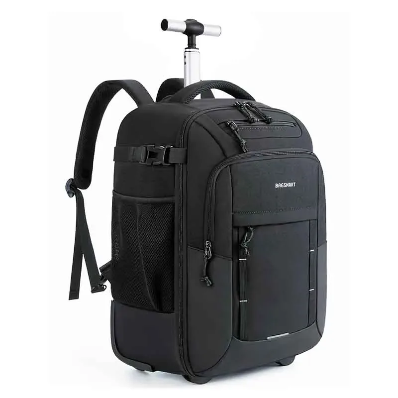 bagsmart sac à dos roulant pour ordinateur portable 17 pouces résistant à l'eau grande capacité 40l bagage de voyage sac à dos à roulettes pour hommes femmes
