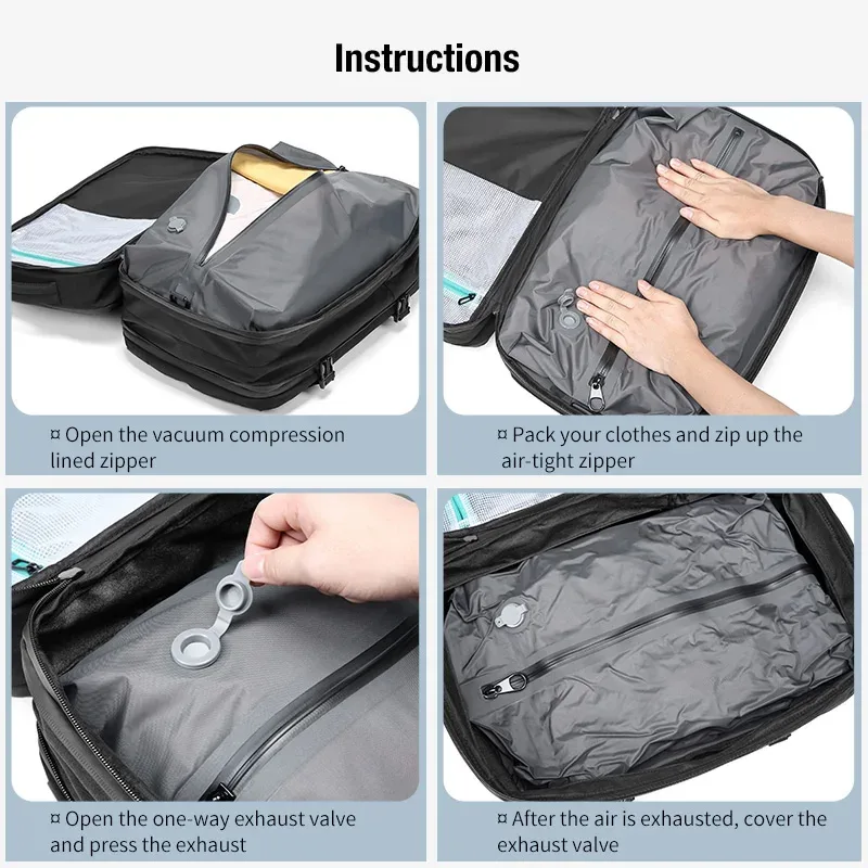 sac à dos de voyage pour homme, extensible, pour ordinateur portable, avec compression sous vide, pour la randonnée, avec chargement usb, grande capacité, pour pompes