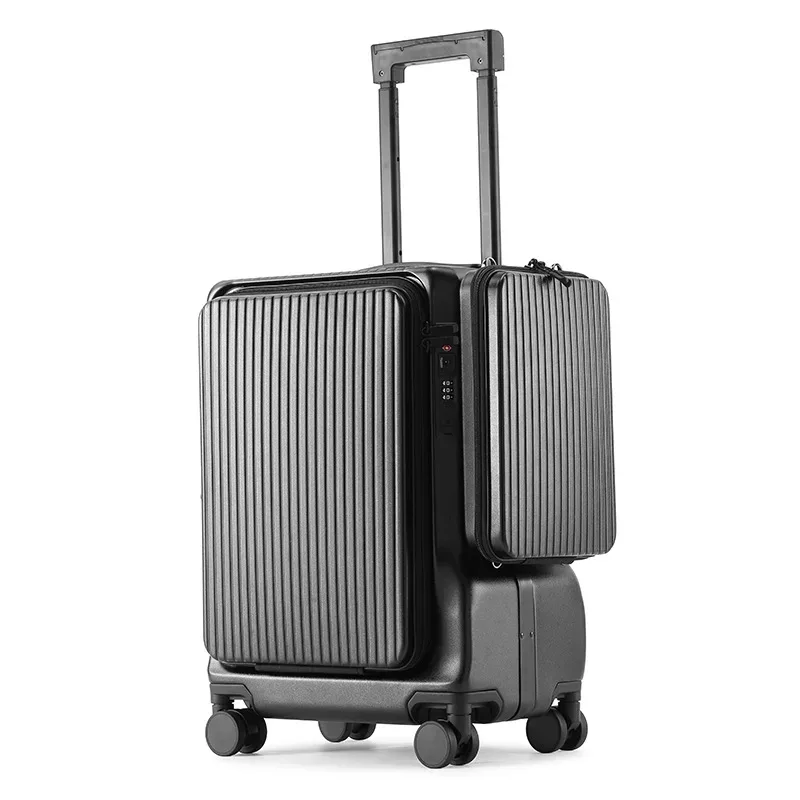 valise de voyage multifonctionnelle à ouverture frontale en aluminium, 20 pouces, pour affaires, avec roulettes, bagage cabine