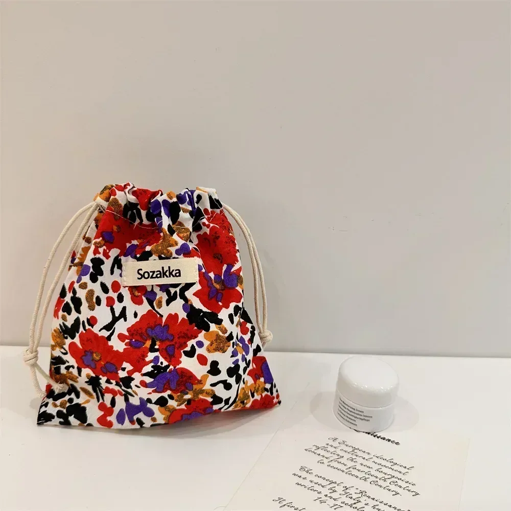 sac à cosmétiques en coton à cordon de serrage, fourre-tout pliable écologique, sacs à main portables, sacs d'épicerie pliables, sac de rangement en toile