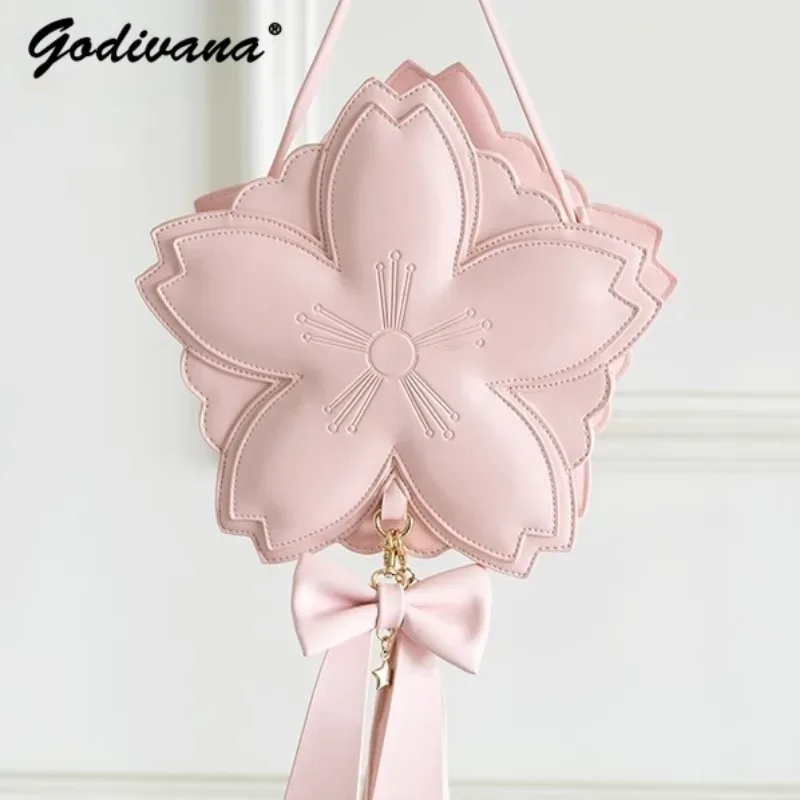 original rose sakura sac doux fille femmes sakura forme cuir fourre-tout sac à main fée lolita bandoulière sacs à dos
