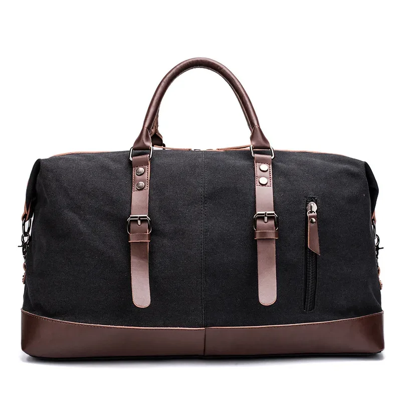 sac de voyage en toile pour hommes, en cuir pu, bagages d'extérieur, voyage, fitness, photographie, sac à main de grande capacité, sac à dos à bandoulière