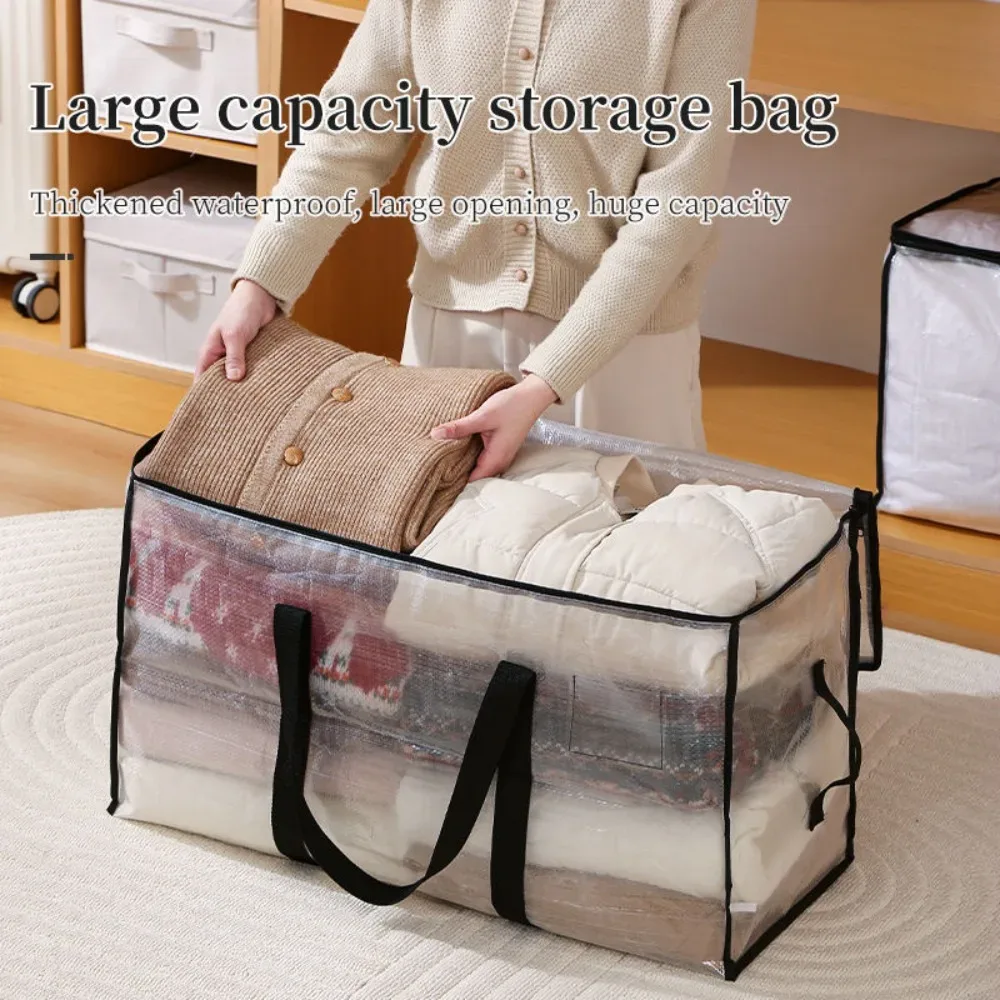 sacs de déménagement transparents très résistants, grands sacs de rangement avec fermetures éclair et poignées, organisateurs de placard pour vêtements et couvertures