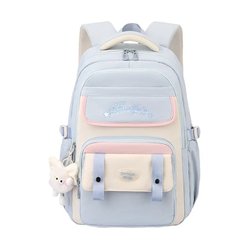 nouveau sac à dos léger et tendance grande capacité pour filles du primaire et du collège en nylon style frais et doux