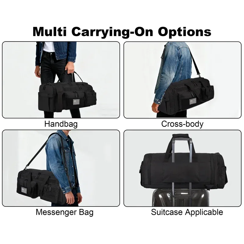 lhi 50l 3 en 1 sac de voyage hommes grands sacs de sport de sport sac à dos militaire tactique avec compartiment à chaussures et poche humide