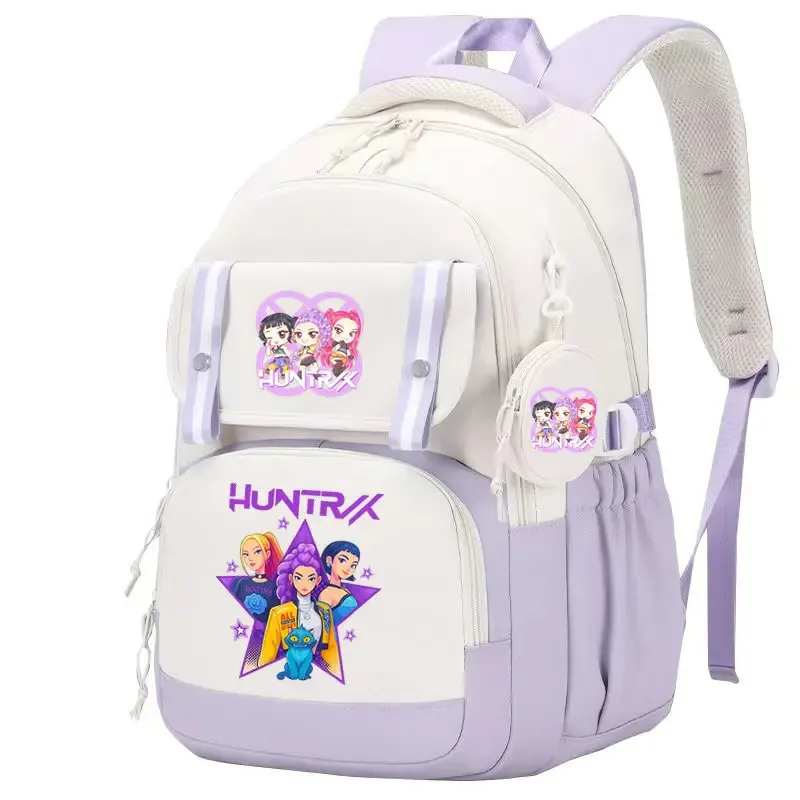 mochila kpop demon hunters – sac à dos imprimé léger, cartable pour fille, sac de voyage décontracté pour les déplacements