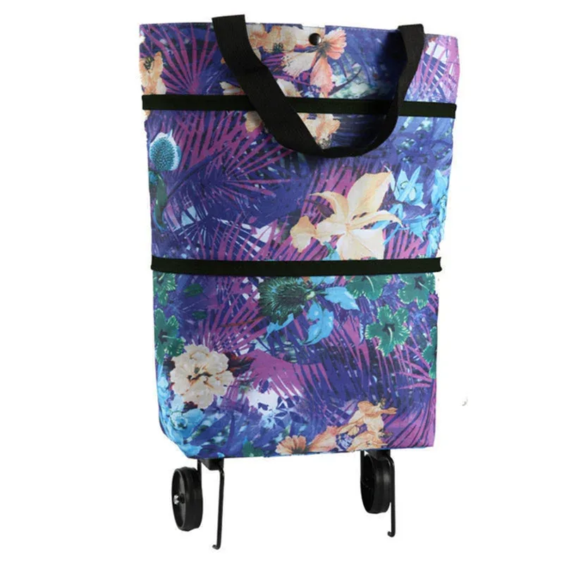 sac à roulettes, sac à roulettes, sacs à provisions pliants, achat de légumes, paquet de traction, petit chariot à traction, organisateur de courses portable