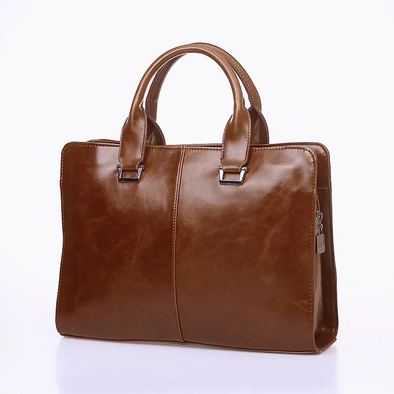 porte-documents de bureau d'affaires pour hommes, sac à main pour ordinateur portable, fourre-tout en cuir pu, grands sacs à bandoulière solides, sac vintage noir