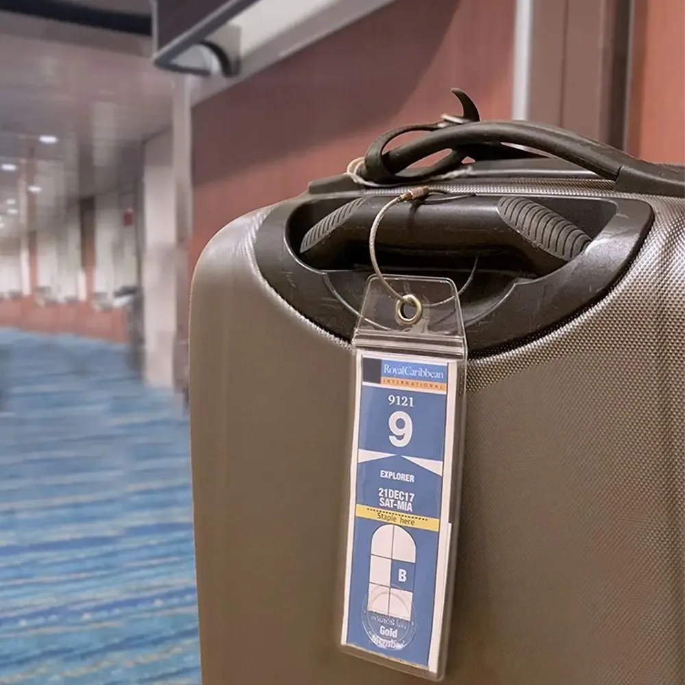étiquettes de bagages de voyage, porte-étiquettes pour valises, étiquettes de bagages avec boucles en acier, étiquettes pour bagages de croisière