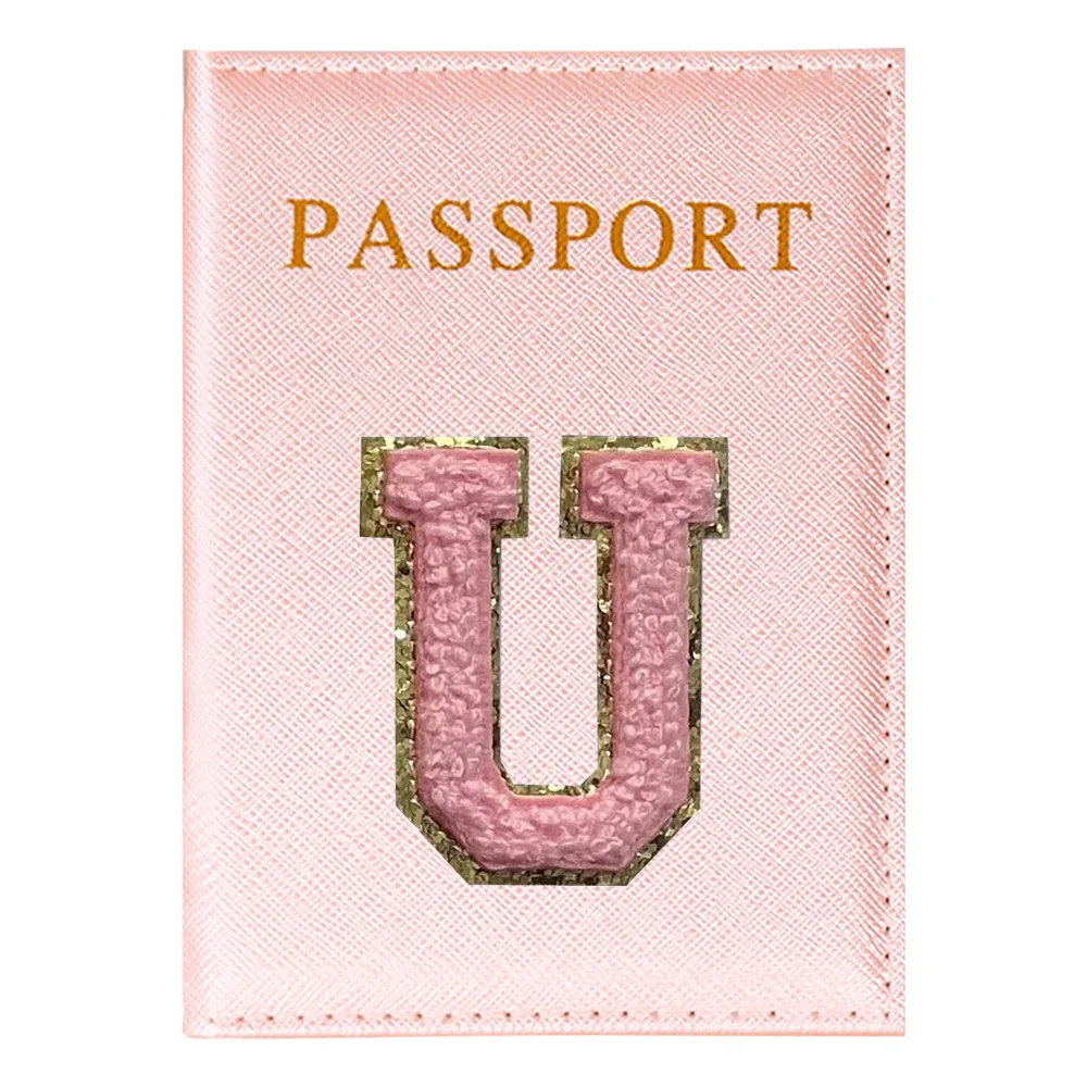 porte-passeport série lettres roses plan aérien accessoires de voyage couverture d'identité portable carte bancaire passeport affaires portefeuille en polyuréthane