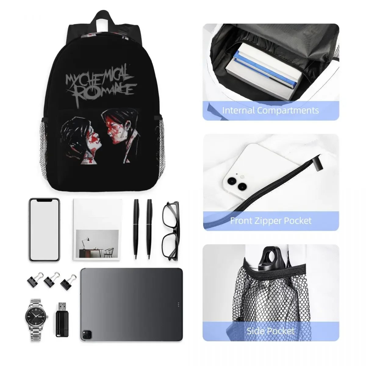 mon roman chimique sac à dos étudiant garçons filles bookbag enfants sac d'école ordinateur portable sacs à bandoulière pour hommes femmes