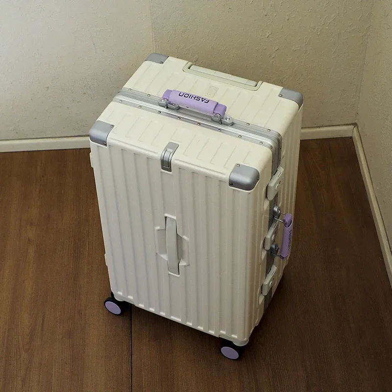 valise de voyage grande capacité bicolore 20-28 pouces avec cadre en aluminium renforcé, bagage en pc avec roues à frein, sac de cabine pour étudiant