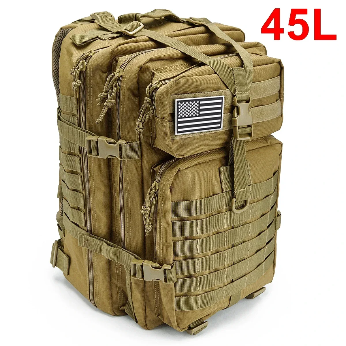 soldes saisonnières : sac à dos tactique 45l, sac d'assaut 3p avec système molle pour la randonnée, la chasse et la survie en plein air