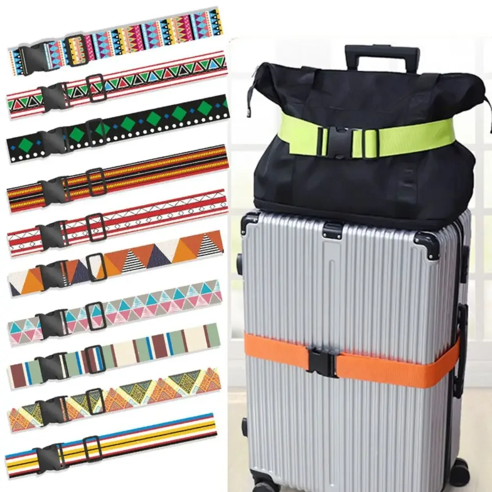 ceintures de bagages multicolores 5x180cm, sangle de rangement de bagages de style ethnique, fournitures de voyage, renforce les accessoires de valise de voyage