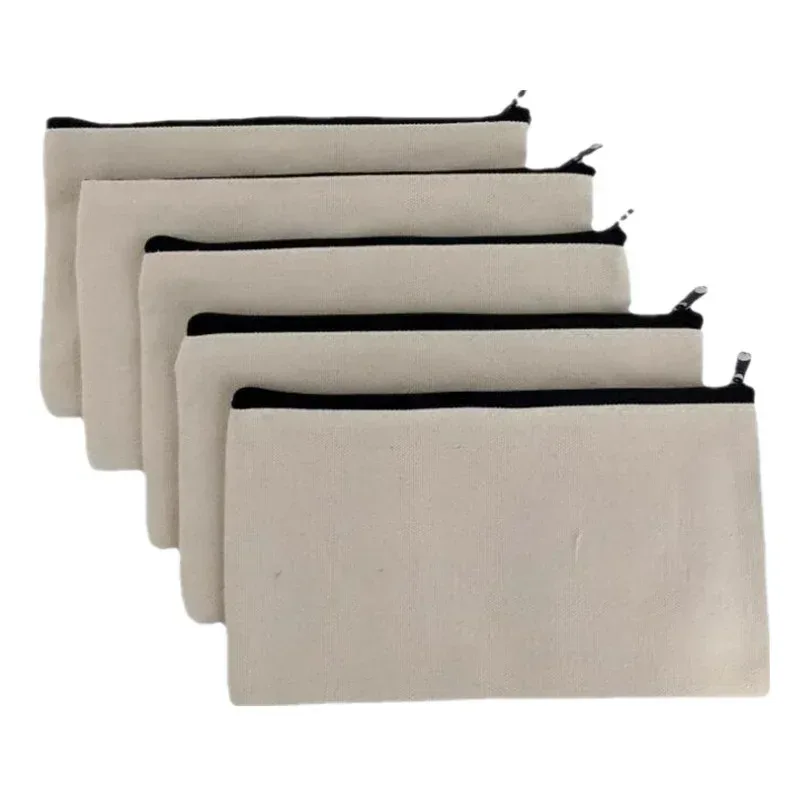 Sacs de maquillage en toile blanche, organisateur d'étudiants, trousse à crayons, sac d'école de papeterie, sacs artisanaux de bricolage, sacs de rangement portables de voyage