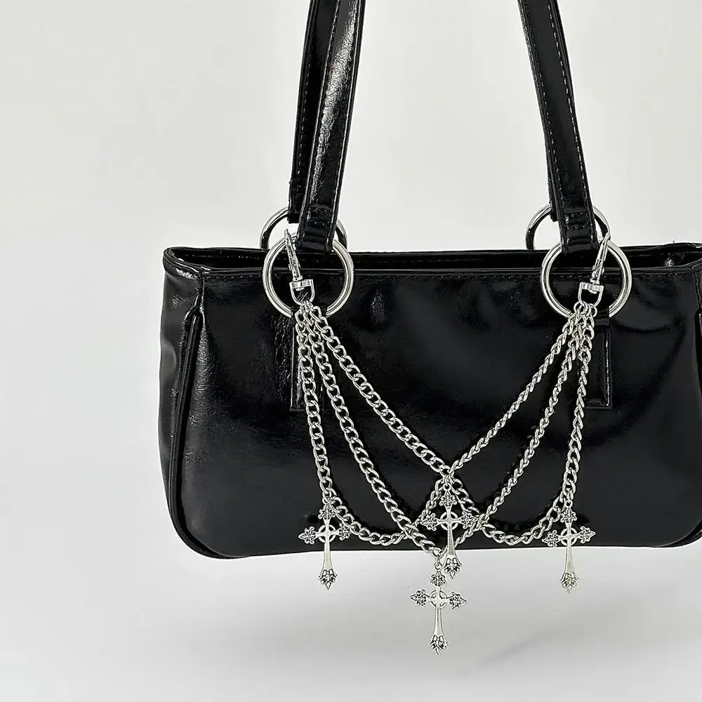 chaîne de sac en métal multicouche y2k, pendentif étoile, chaîne de sac à bandoulière punk rétro pour sac à main, accessoires de sac à nœud papillon en perles