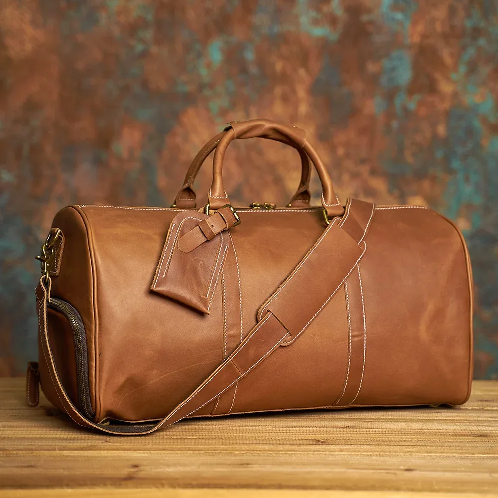 nasva sac de voyage en cuir pour hommes sac de sport en cuir vintage pour hommes sac à main sac à bagages sacs à bandoulière sacs de messager sac de week-end