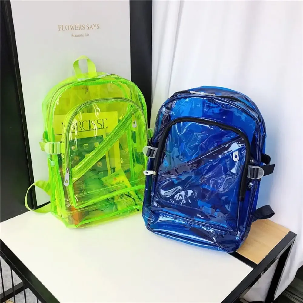 Sac à dos d'école en plastique transparent pour femme, version coréenne, sac à dos en MSI, document de bonbons, printemps et été