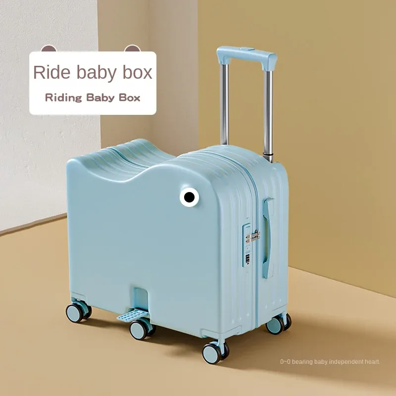 bagage pour enfants peut s'asseoir, valise de 18/20 pouces, ensemble de bagages à six roues, bagages de 22/24 pouces avec porte-gobelet usb, valise de voyage