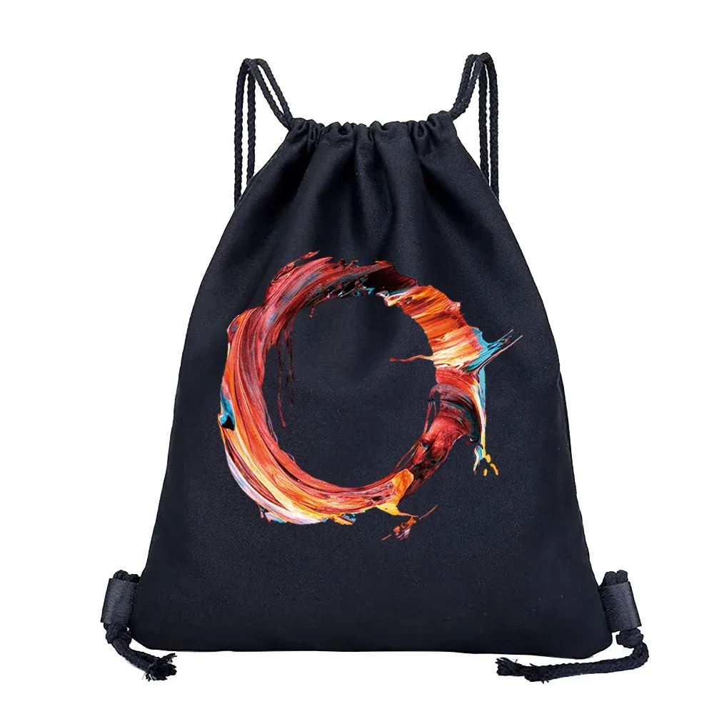 sac à dos avec cordon de serrage imprimé avec 26 initiales, sac de voyage léger et portable pour la plage, le sport, sac multifonctionnel pour articles divers