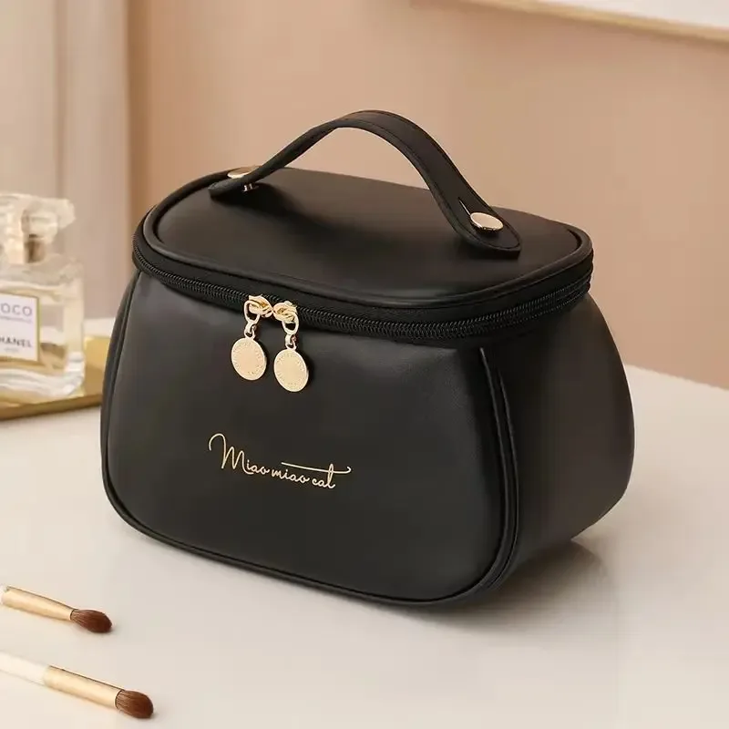 sac de maquillage imperméable de haute qualité, grande capacité, portable, pour femmes, sac de toilette en cuir pu, sac de rangement pour cosmétiques de voyage