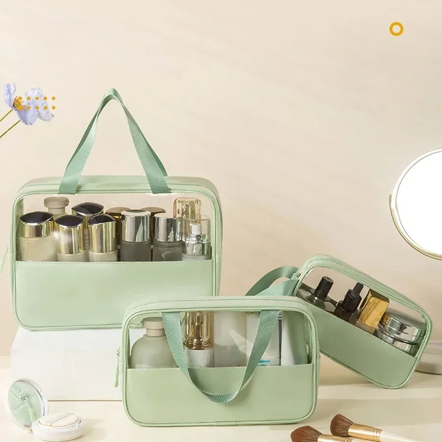 trousse de toilette pour hommes et femmes, organisateur de voyage cosmétique translucide et imperméable pour accessoires et articles de toilette